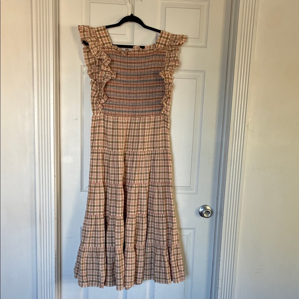 Doen Austen Plaid Ruffle Midi Dress